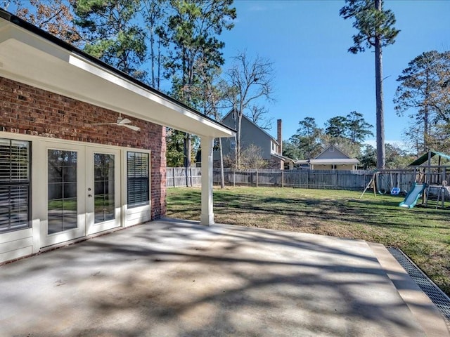502 Crown Colony Dr, Lufkin, TX 75901 - view of patio / terrace with a playground and french doors