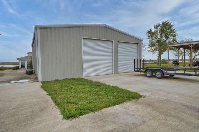 view of detached garage