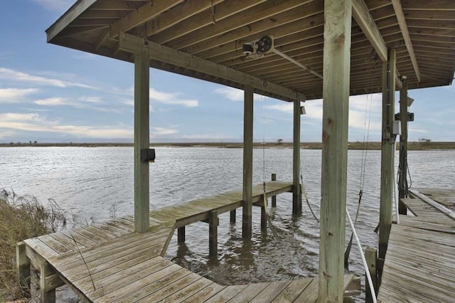 dock area featuring a water view