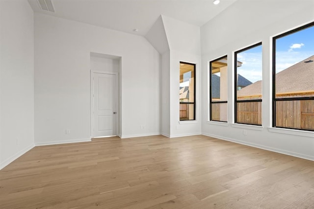 spare room with light wood-type flooring