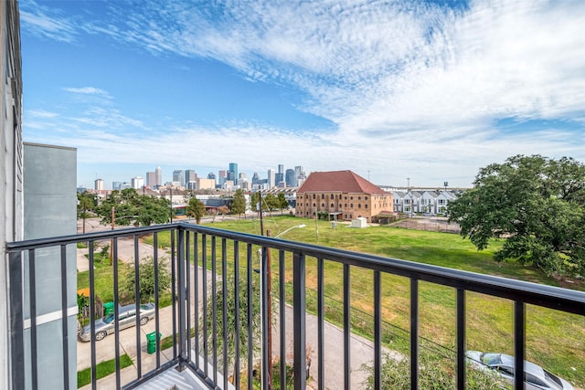 balcony with a view of city