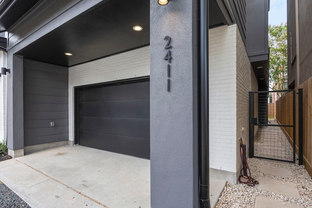 view of garage