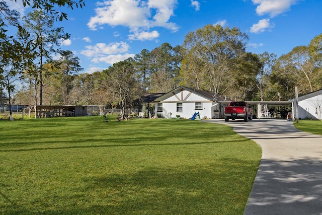 view of property's community with a yard