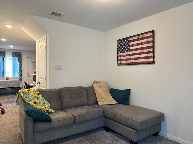 living room featuring carpet floors