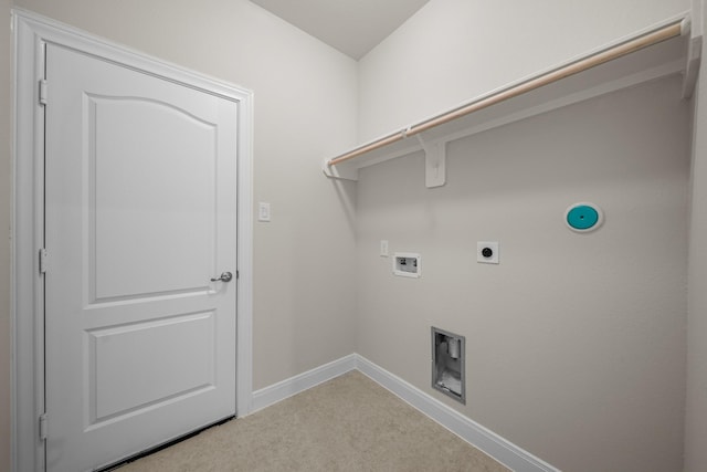 clothes washing area featuring laundry area, hookup for a washing machine, baseboards, and electric dryer hookup