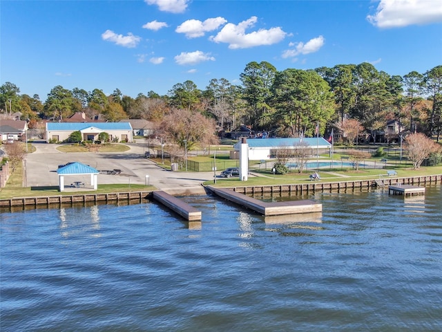 view of dock featuring a water view