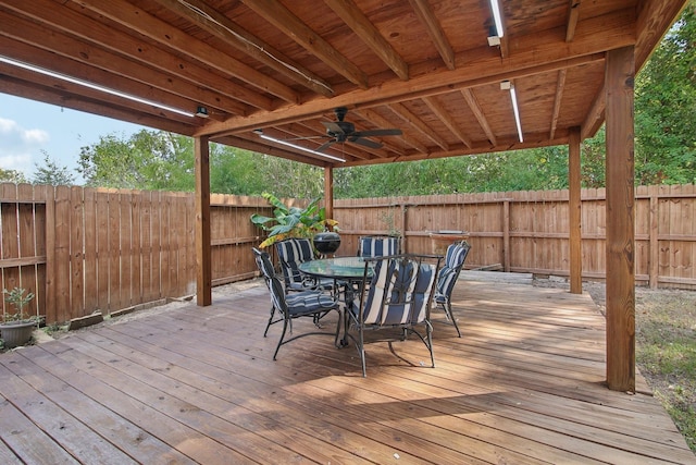 deck featuring ceiling fan