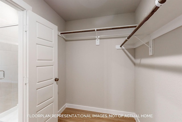 walk in closet featuring hardwood / wood-style floors