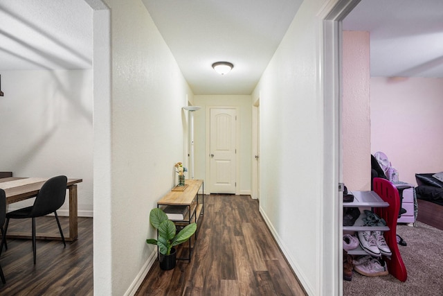 hall featuring dark hardwood / wood-style floors