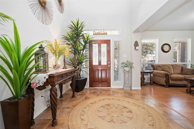 foyer with light tile patterned floors