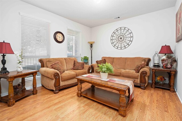 living room with light wood-type flooring