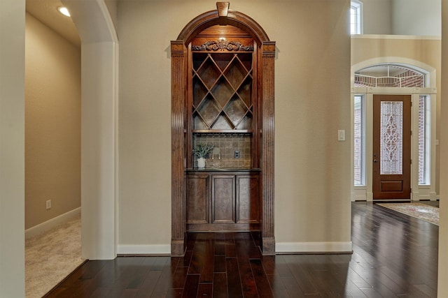 entrance foyer featuring dark hardwood / wood-style flooring