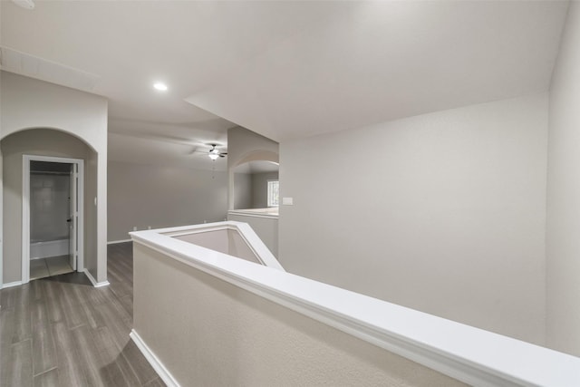 hall featuring dark hardwood / wood-style flooring