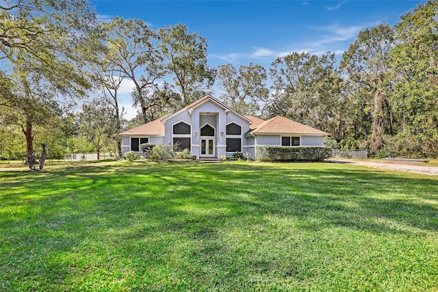 view of front of home with a front yard