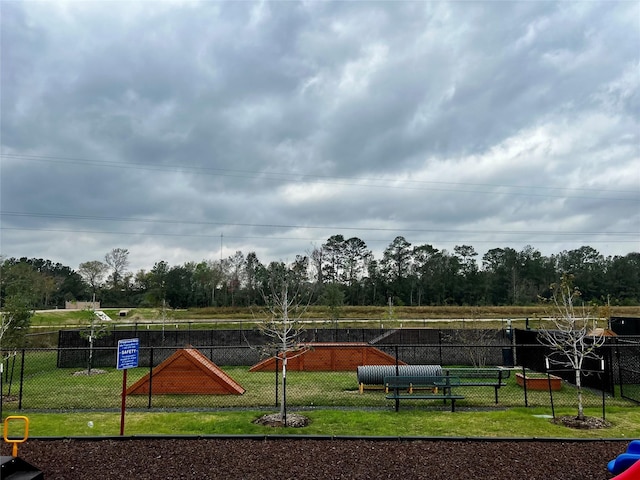 view of play area featuring a yard