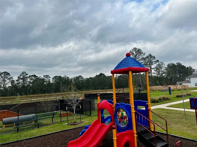 view of play area with a yard