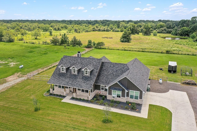 drone / aerial view with a rural view