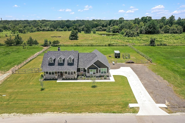 drone / aerial view with a rural view