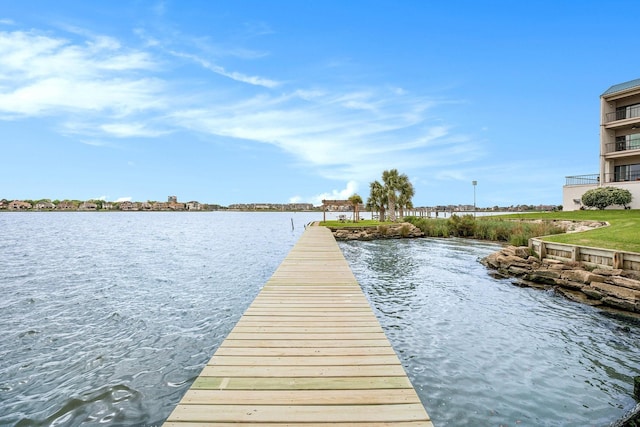 dock area with a water view