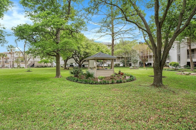 view of yard with a gazebo