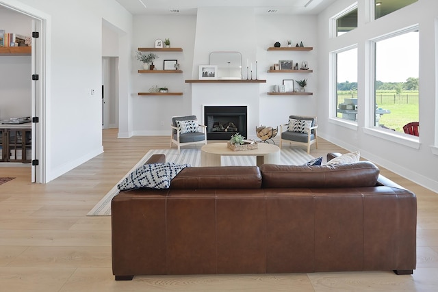 living room with light wood-type flooring