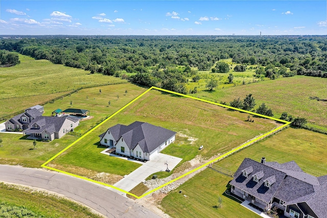 bird's eye view with a rural view