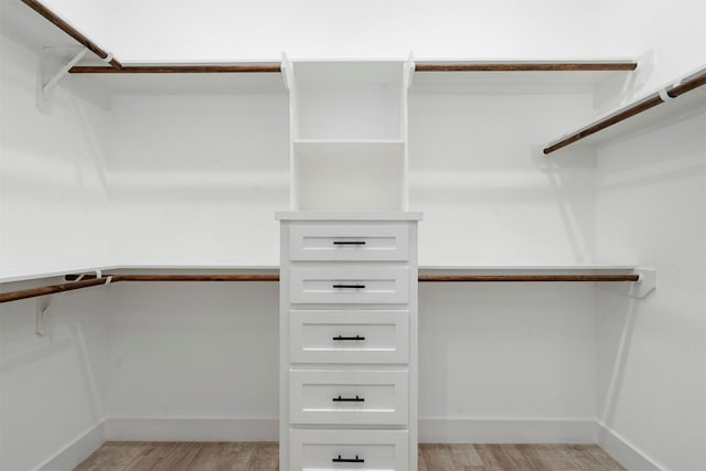 spacious closet with light wood-type flooring