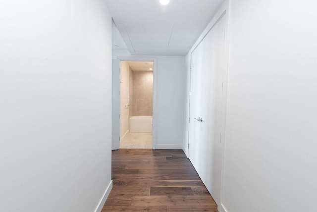 hall featuring dark hardwood / wood-style flooring