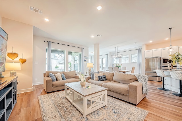 living room featuring light hardwood / wood-style flooring