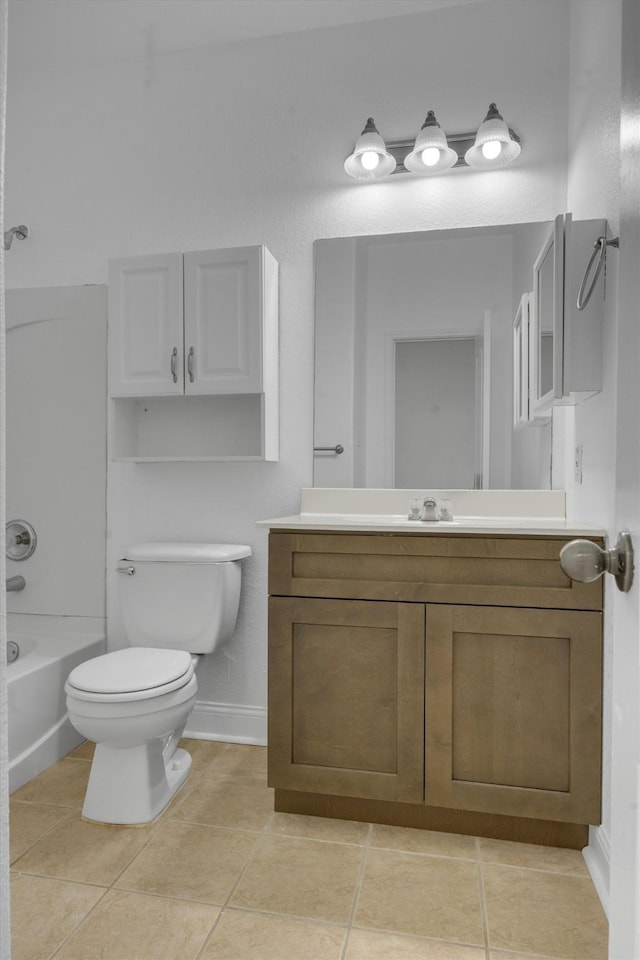 full bathroom with tile patterned flooring, vanity, toilet, and shower / bath combination