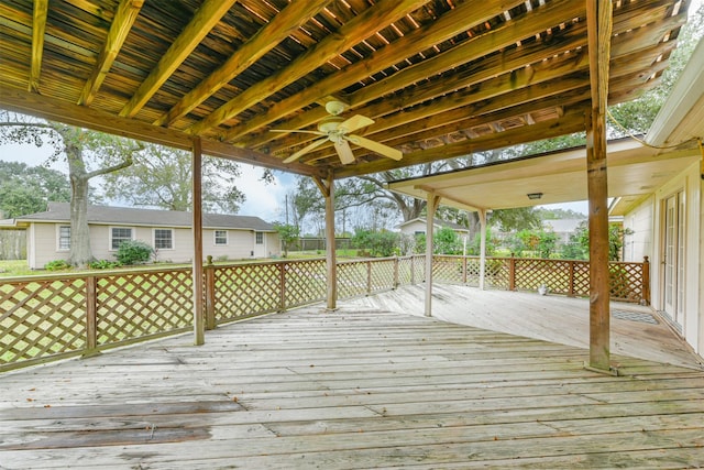 wooden terrace with ceiling fan