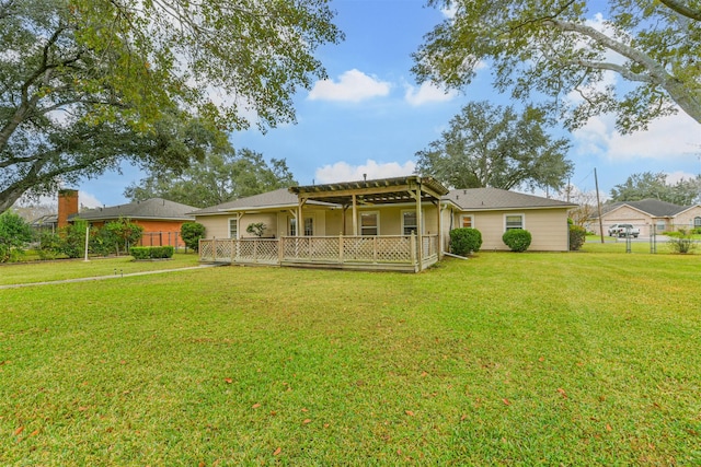 view of front of house with a pergola and a front yard