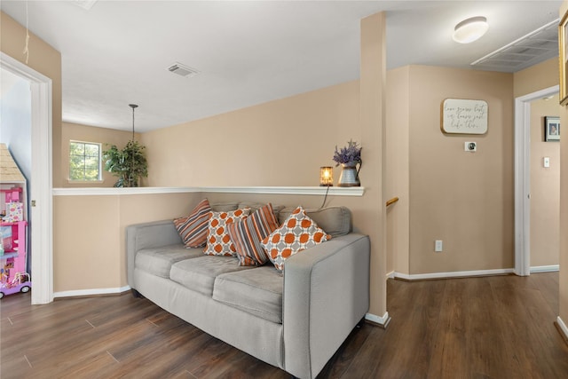 living room featuring dark hardwood / wood-style floors