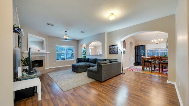 living room with wood-type flooring