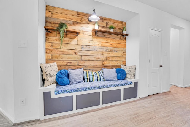 mudroom with wood-type flooring