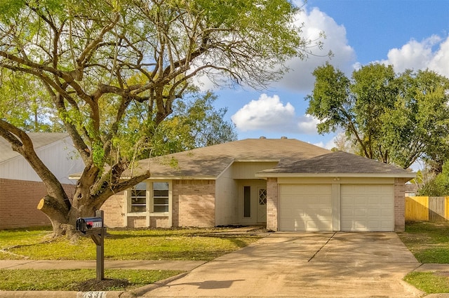 single story home with a garage