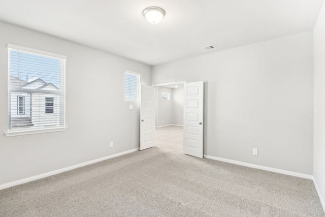 spare room with carpet and a wealth of natural light