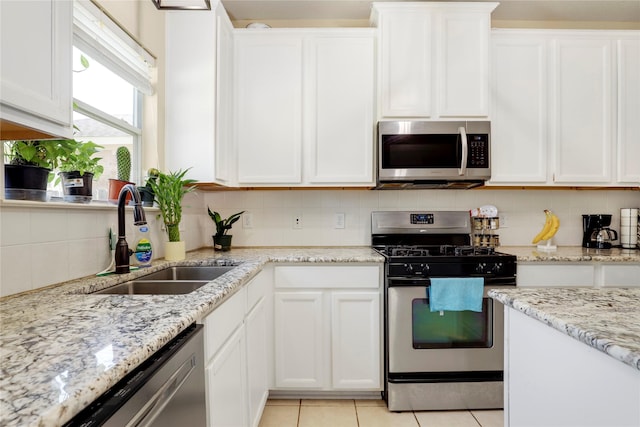 kitchen featuring sink, white cabinets, and appliances with stainless steel finishes