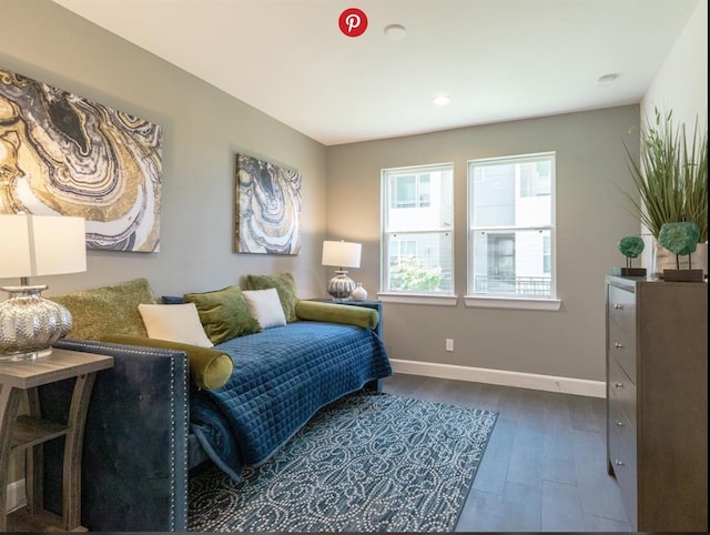 sitting room with hardwood / wood-style floors