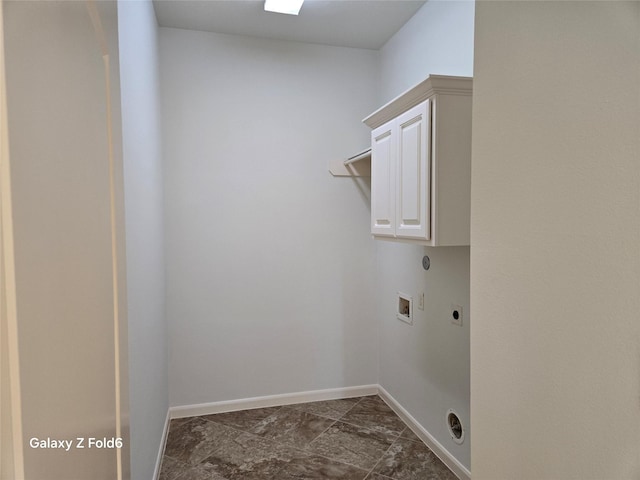 laundry room with cabinets, washer hookup, and hookup for an electric dryer