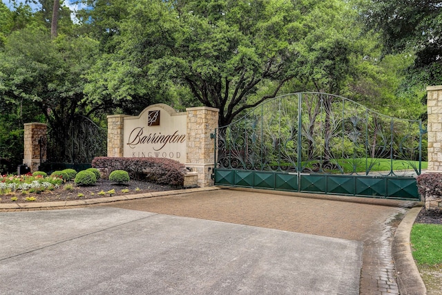 community sign with a gate