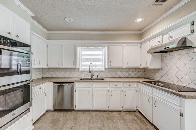 kitchen with white cabinets, plenty of natural light, sink, and stainless steel appliances