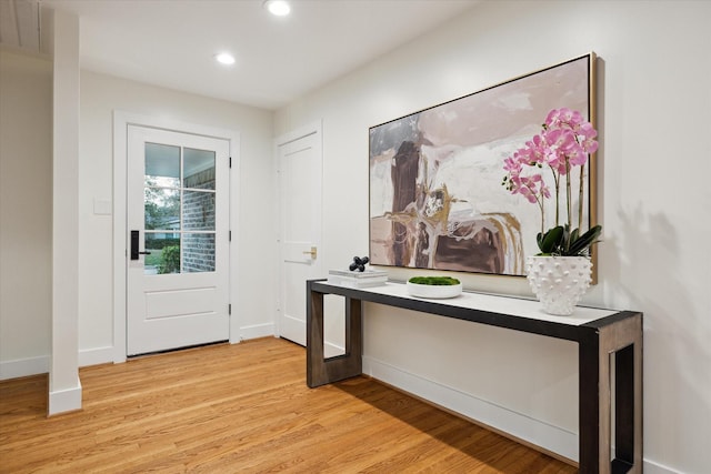 entryway with light wood-type flooring