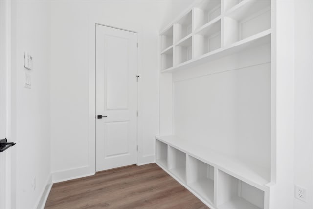 mudroom with hardwood / wood-style flooring