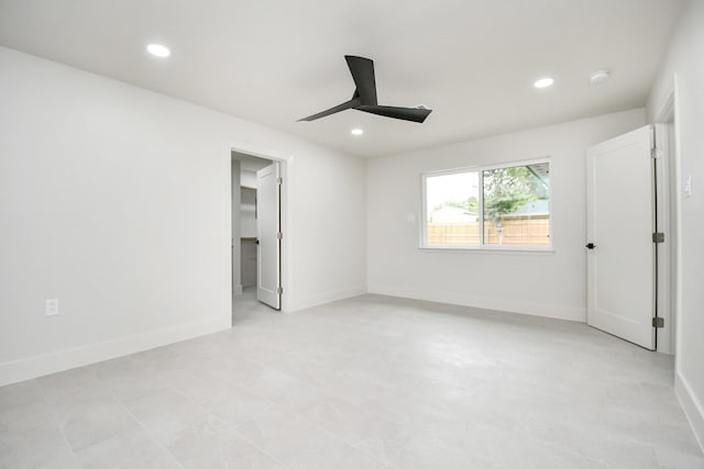 spare room featuring ceiling fan