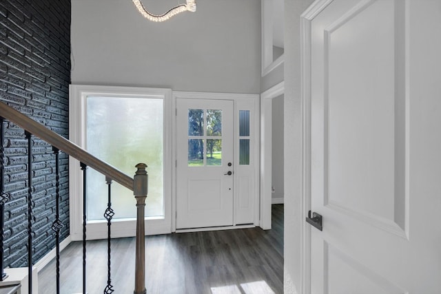 foyer with a wealth of natural light and dark wood-type flooring