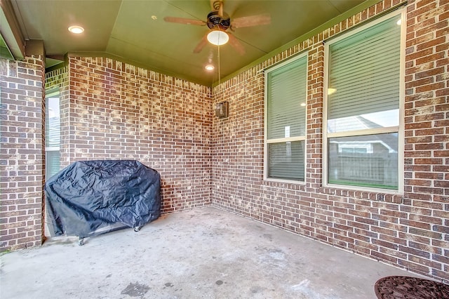 view of patio / terrace featuring grilling area and ceiling fan