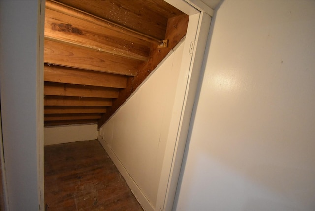 staircase featuring hardwood / wood-style floors