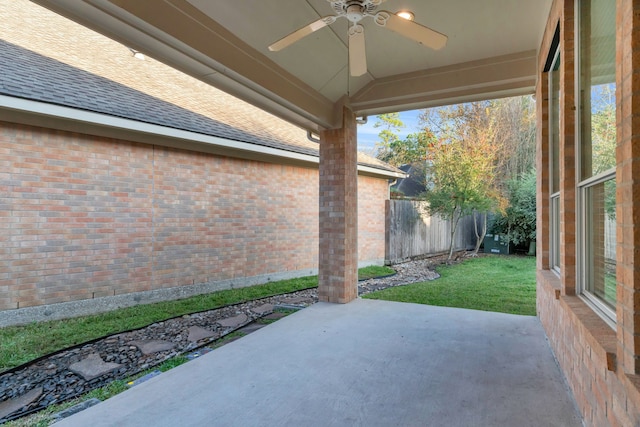 view of patio with ceiling fan