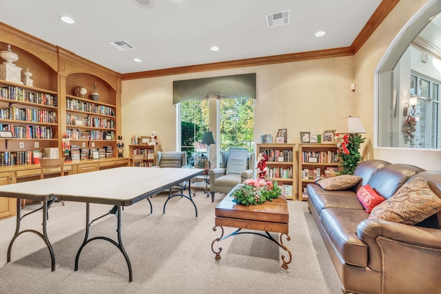 interior space featuring crown molding